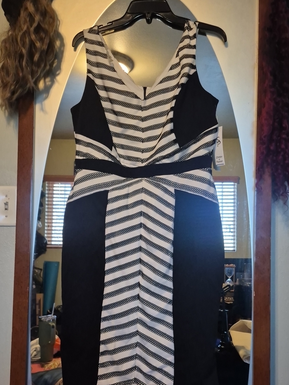 Shelby & Palmer Black and White Chevron Sheath Dress